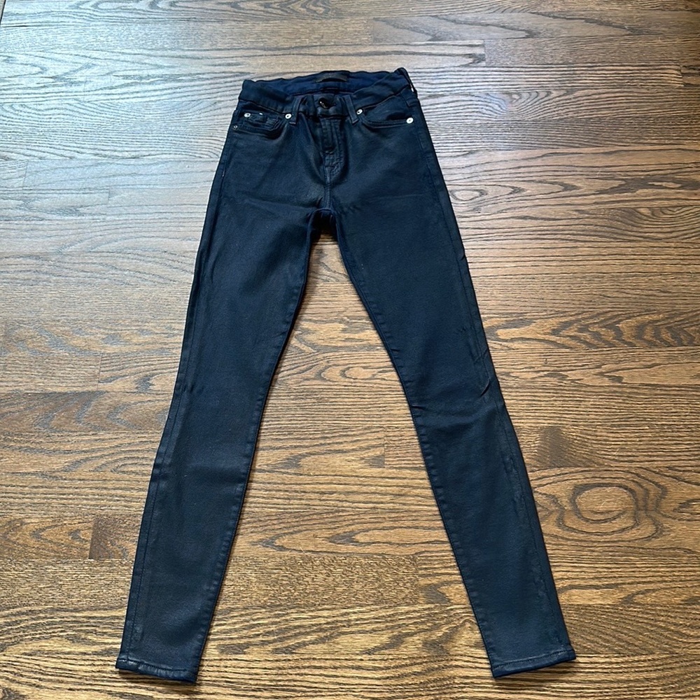 7 for all mankind skinny jeans. Blue coated  sz 24